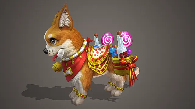 童话甜品场景萌系糖果柯基坐骑模型