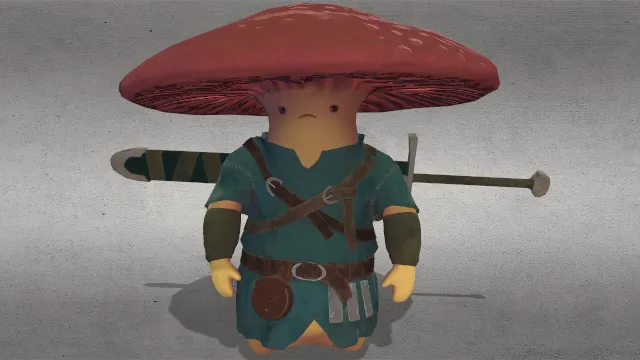 卡通风格化蘑菇战士游戏角色模型动画