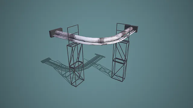 拱形架空管道与支架组合 3D 低多边形工业场景模型