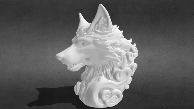 狼装饰雕塑obj