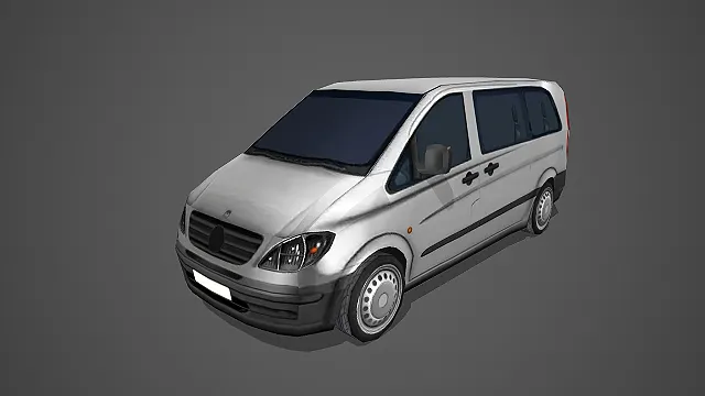 银灰色奔驰商务面包车写实汽车模型