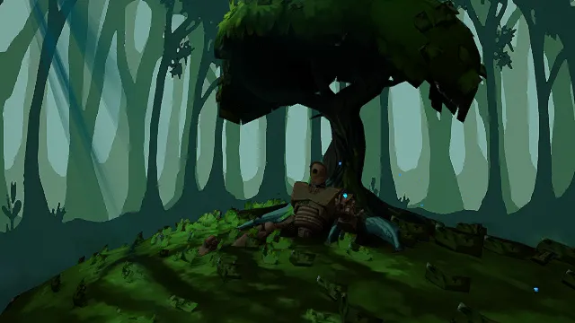 3D卡通风格森林机械场景模型，创意设计（3D场景、卡通风格、画面神秘奇幻，场景设计主题）