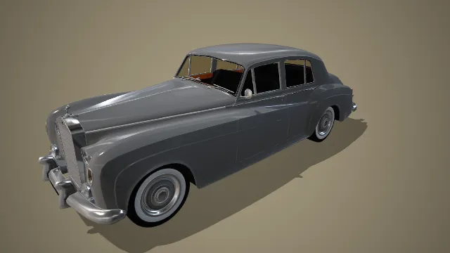 RollsRoyce silver cloud 复古银翼敞篷车（圆润车身、白色轮圈、敞篷设计、镀铬装饰）
