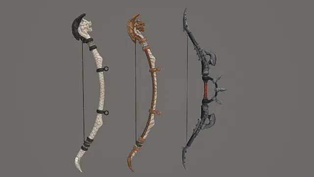 魔骨邪异弓箭套装游戏武器3D模型 