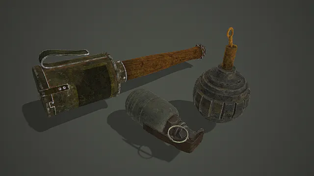 复古军事风武器道具组模型