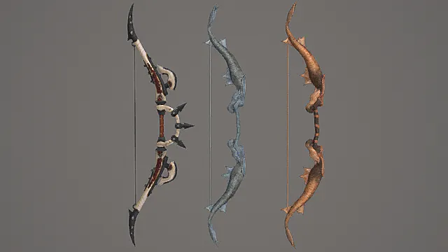 奇幻异化弓箭套装游戏武器3D模型 