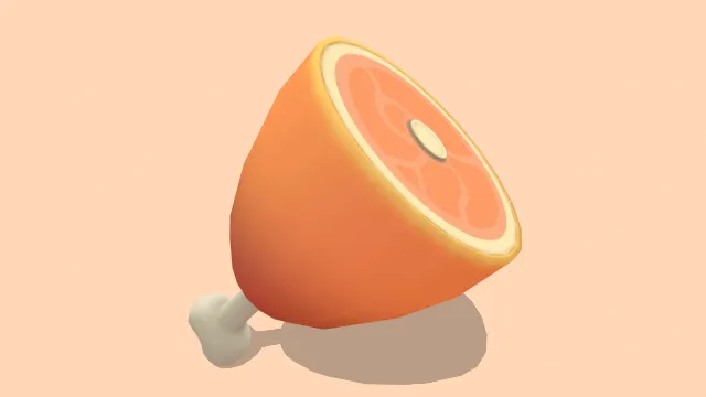 风格化低多边形火腿肉类食物