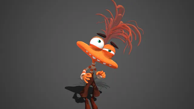 风格夸张  卡通角色  尖长鼻子  搞怪  搞笑动画角色  头发炸开  