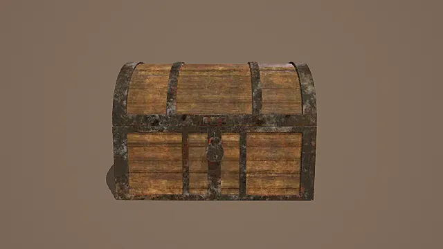 复古破旧藏宝木箱3D模型