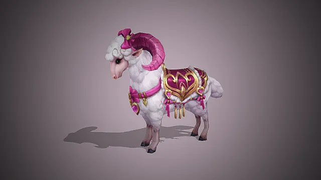 童话奇幻场景萌系粉白羊坐骑模型