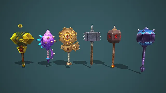 六款奇幻风格战锤武器道具组合模型