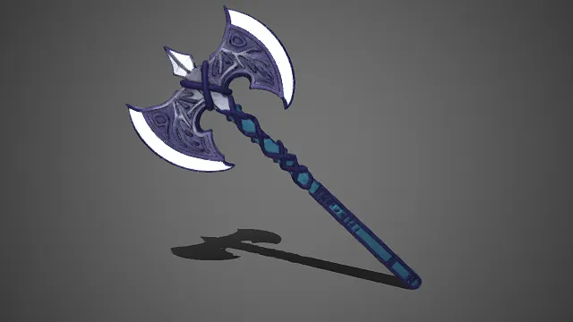 双刃战斧  奇幻  紫蓝配色  雕花装饰  魔法  兵器
