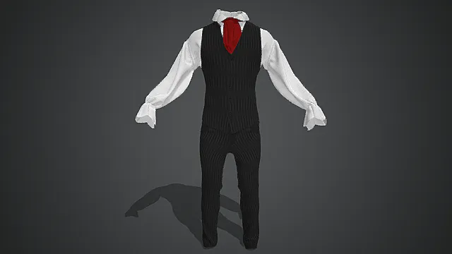 复古绅士条纹套装模型