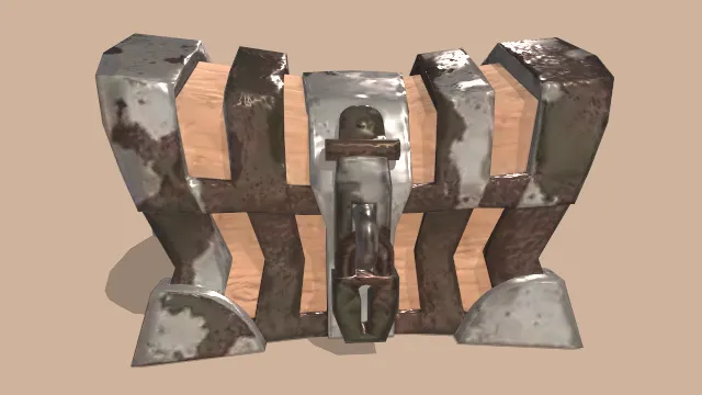 有点破旧的宝箱木箱被铁包装