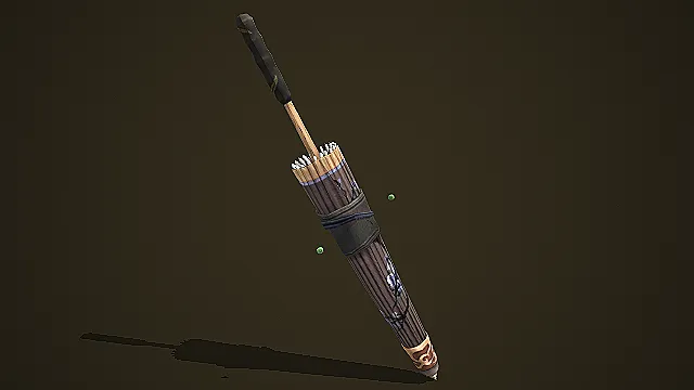 古风绘花纹折叠油纸伞 3D 模型