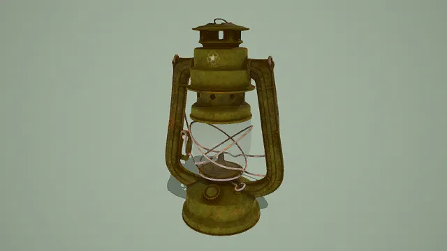 3D卡通风格复古煤油灯模型，创意设计（3D煤油灯、卡通风格、写实风，物品设计主题）