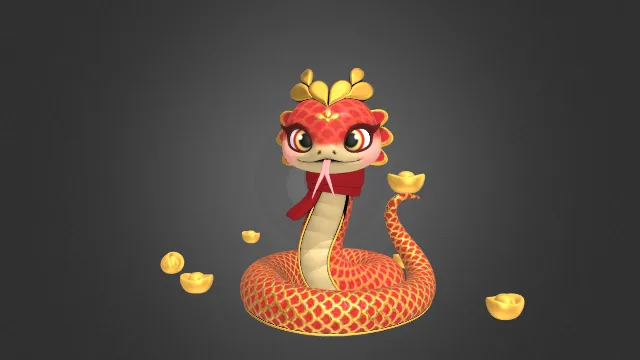 蛇年 生肖 吉祥物 元旦 春节 卡通 Blender 3D模型 游戏模型
