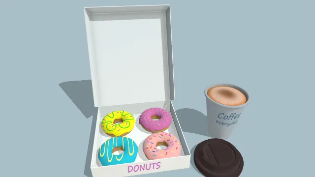 咖啡和甜甜圈甜点饮食