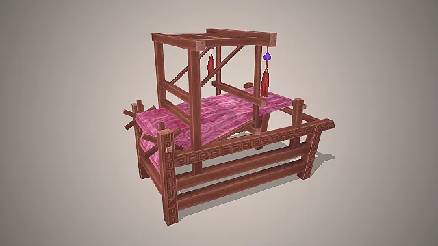 木质织布机  粉纹织锦  市井场景  交互道具