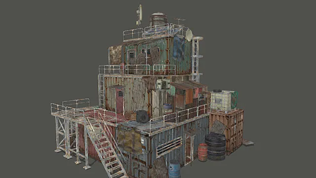 废土风格集装箱拼接据点3D模型