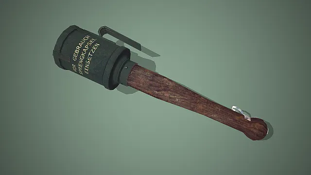 德式长柄手榴弹  二战武器道具  军工装备  做旧磨损