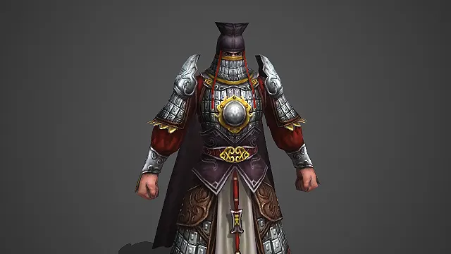 中式重甲披风将军模型