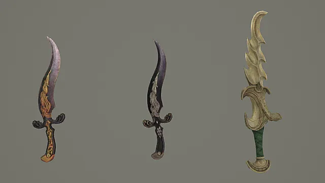 纹章异化短刃套装游戏武器3D模型