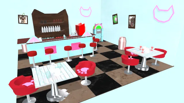 舒适猫咪酒吧场景店面内饰