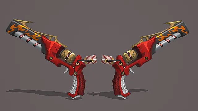 烈焰玄幻双持游戏武器3D模型 