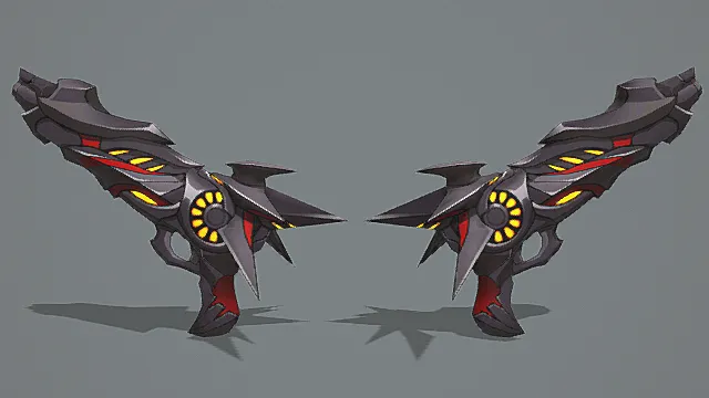 暗黑机甲双持手枪游戏武器3D模型