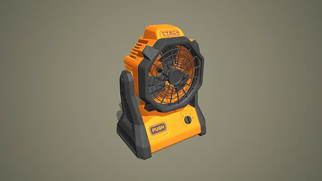 橙黑双色三档调速便携风扇 3D 低多边形通风工具模型