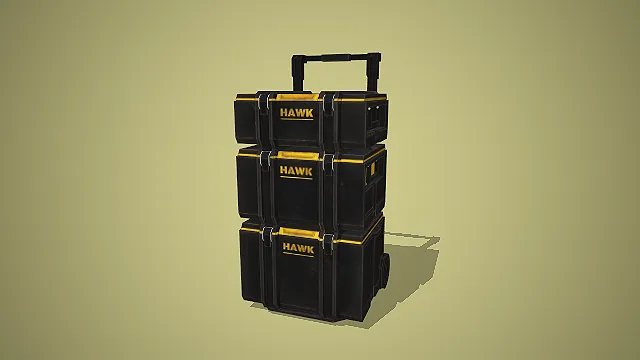 组合式工具箱  工业级收纳  写实模型  伸缩拉杆