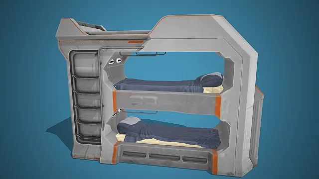 一个科幻风格未来场景的双层睡眠舱的模型