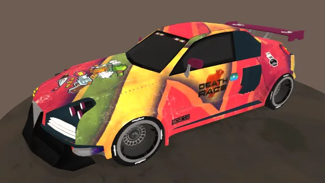 风格化手绘纹理赛博汽车赛车跑车