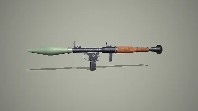 木质握把 RPG 火箭筒 3D 模型 军事反装甲武器道具