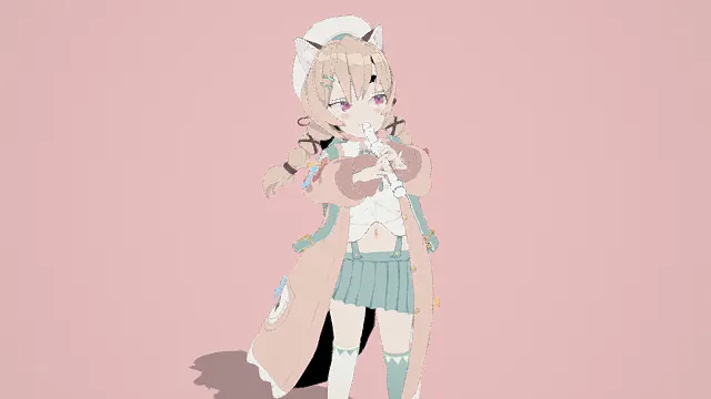 3D卡通风格猫耳少女角色模型，创意设计（3D角色、卡通风格、可爱风，角色设计主题）