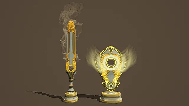 神圣风格天翼剑盾套装3D模型