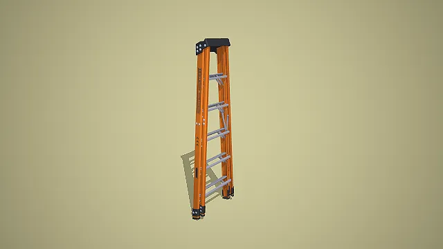 橙色伸缩梯 3D 低多边形登高工具模型