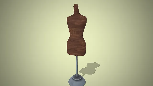 一款深胡桃木色的，写实风格半身人体模型3D模型