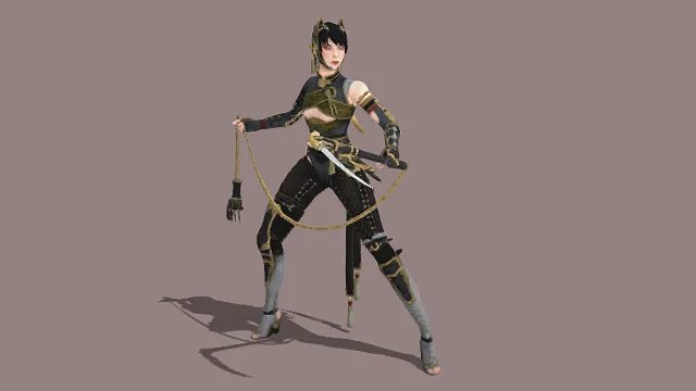 3D卡通风格女战士角色模型，创意设计（3D角色、卡通风格、东方武侠风，角色设计主题）