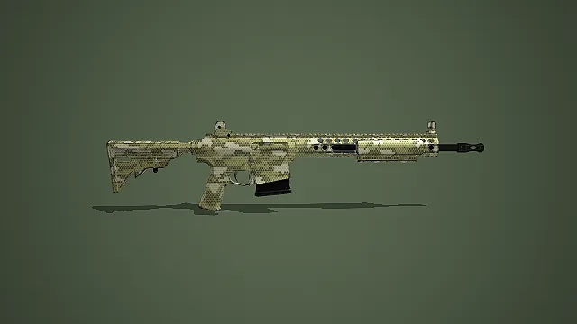 迷彩涂装现代突击步枪 3D 模型 军事枪械道具资产