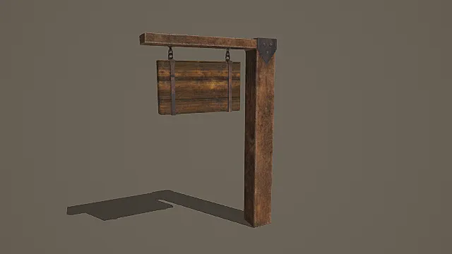 复古木质悬挂招牌架3D模型