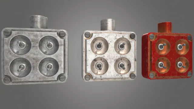 复古工业四路开关破旧机器