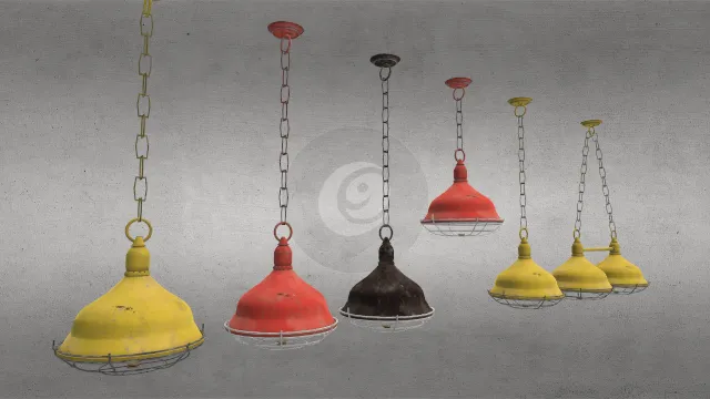 工业悬挂式天花板吊灯类型B不同颜色高低模型