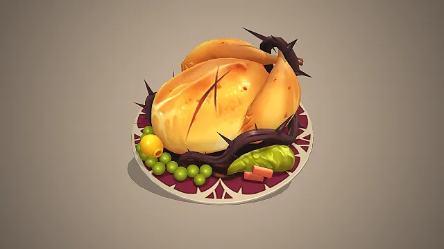 烤鸡模型  美食道具  手绘风  饱腹食物