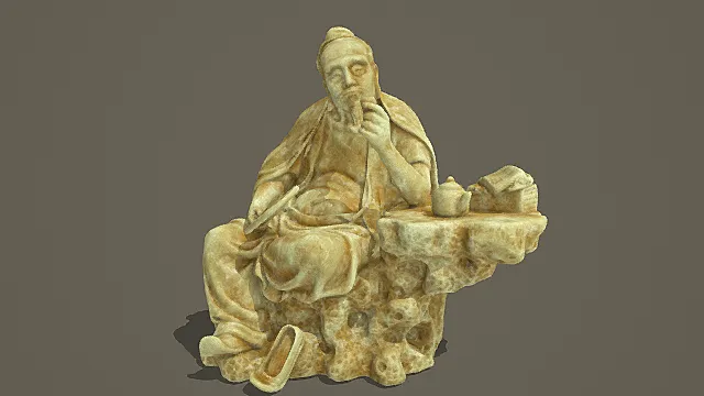 国风闲适风格文士摆件 3D 模型