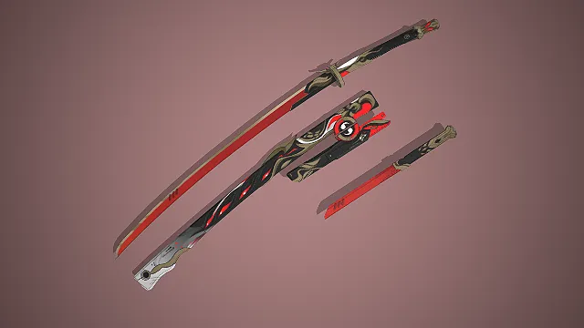 红黑武士刀组  太极纹饰  火焰纹路  国风元素