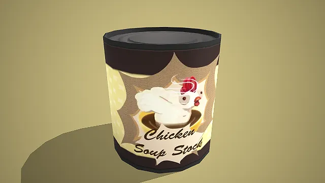 卡通搞怪鸡汤高汤罐头 3D 趣味场景装饰模型