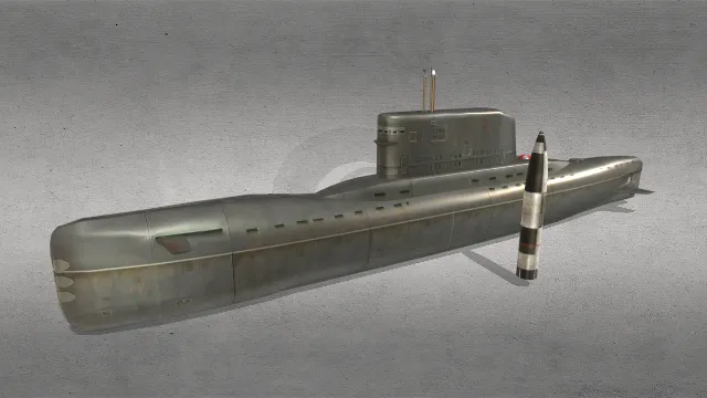 潜艇导弹潜水艇船只低多边形军事装备