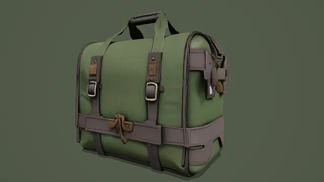 卡通风格复古军用手提包3D模型